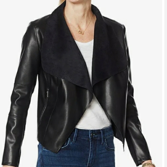 BAGATELLE FAUX LEATHER "draped" jacket. Never worn. Like New.  Size Small U.S.A. - Picture 4 of 5